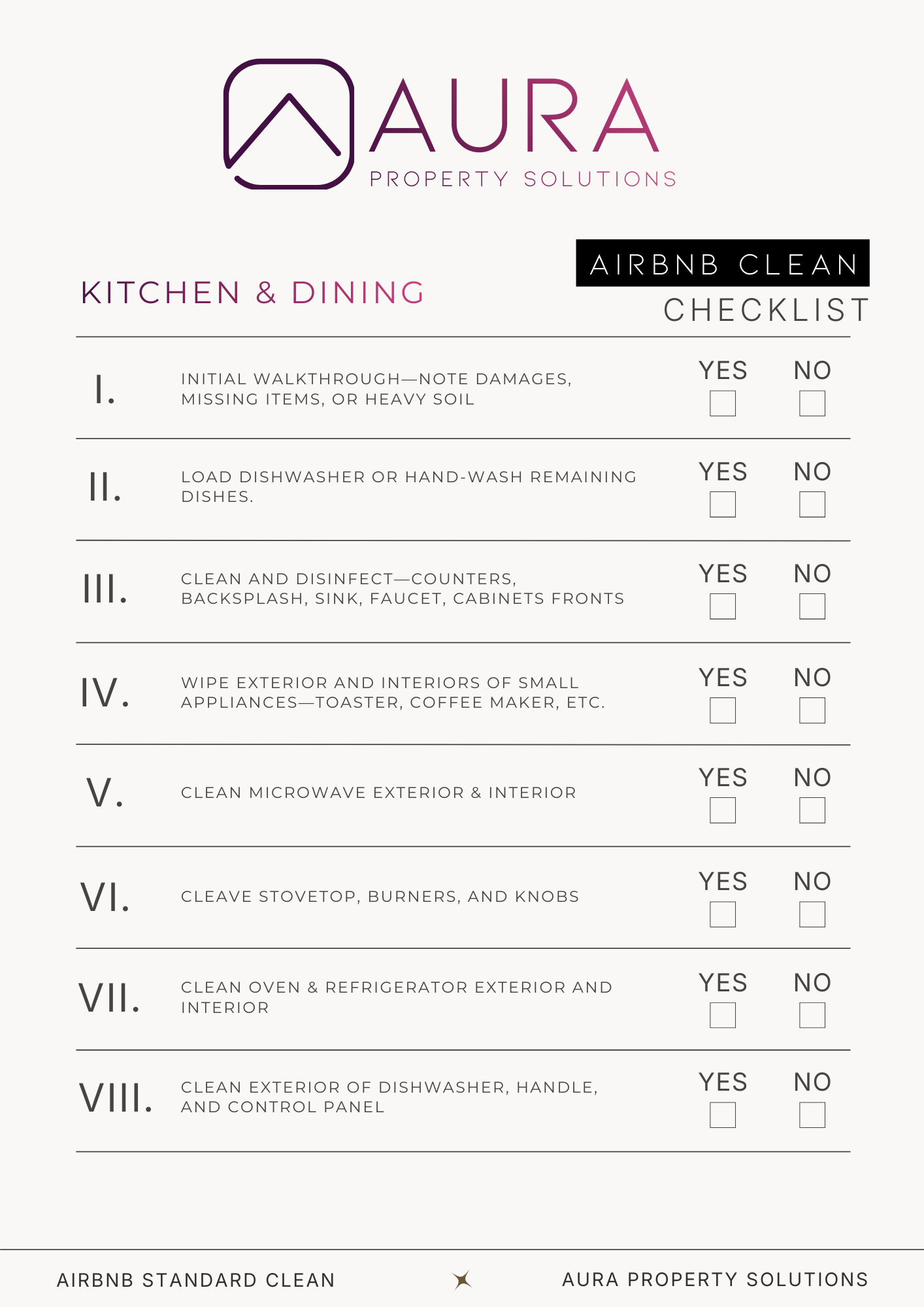 Airbnb Clean Checklist